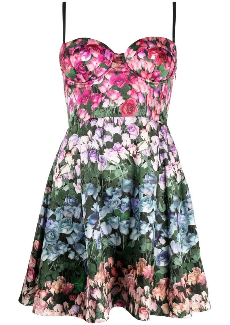 Fleur Du Mal floral-print satin mini dress