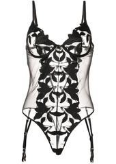 Fleur Du Mal Lily satin embroidered bodysuit