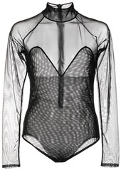 Fleur Du Mal mesh-panel mock neck bodysuit