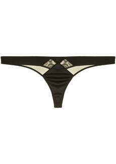 Fleur Du Mal Satin Luxe topstitch thong