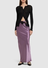 Fleur Du Mal Silk & Lace Cutout Maxi Skirt