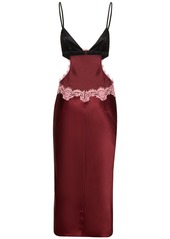 Fleur Du Mal Silk & Lace Cutout Slip Midi Dress