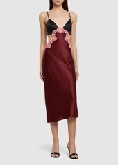 Fleur Du Mal Silk & Lace Cutout Slip Midi Dress