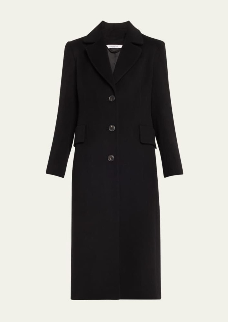 Fleurette Kyle Notch-Collar Wool Maxi Coat