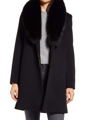 Fleurette Wool Coat with Genuine Fox Fur Collar