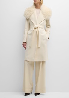 Fleurette Kerry Wool Wrap Coat with Mohair Blend Trim