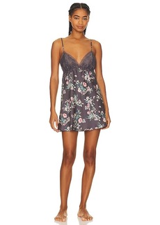 Flora Nikrooz Andrea Printed Shimmer Charmeuse Lace Chemise