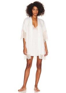 Flora Nikrooz Charmeuse Wrap With Lace Robe