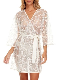 Flora Nikrooz Meg Floral Embroidered Tulle Wrap