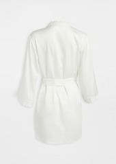 Flora Nikrooz Solid Charmeuse Wrap Robe with Lace Trim