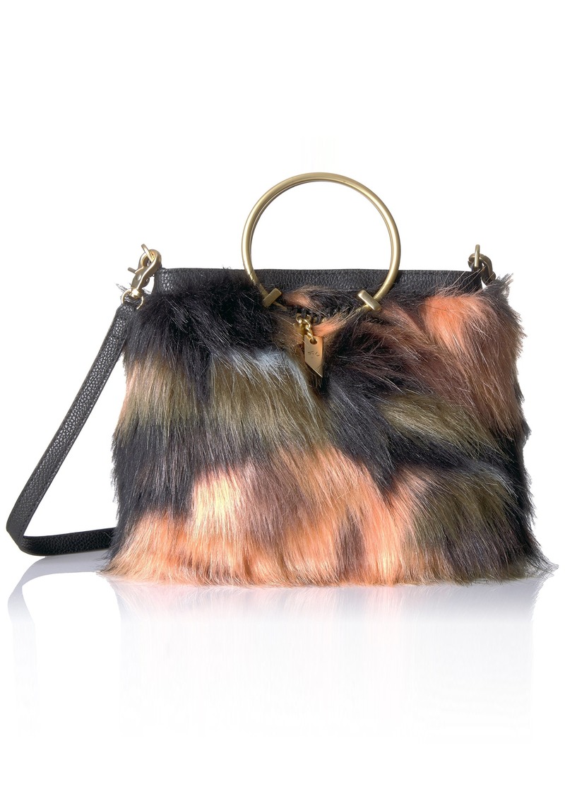 Foley + Corinna womens Faux Fur Ring Crossbody Foldover Tote Top Handle Handbag   US