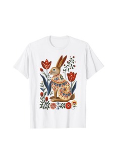Folk Clothing Easter Bunny Rabbit Spring | Norwegian Scandinavian Folk Art T-Shirt