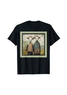 Folk Clothing Two Sheep Scandinavian Rustic Pastel Andromorphic T-Shirt