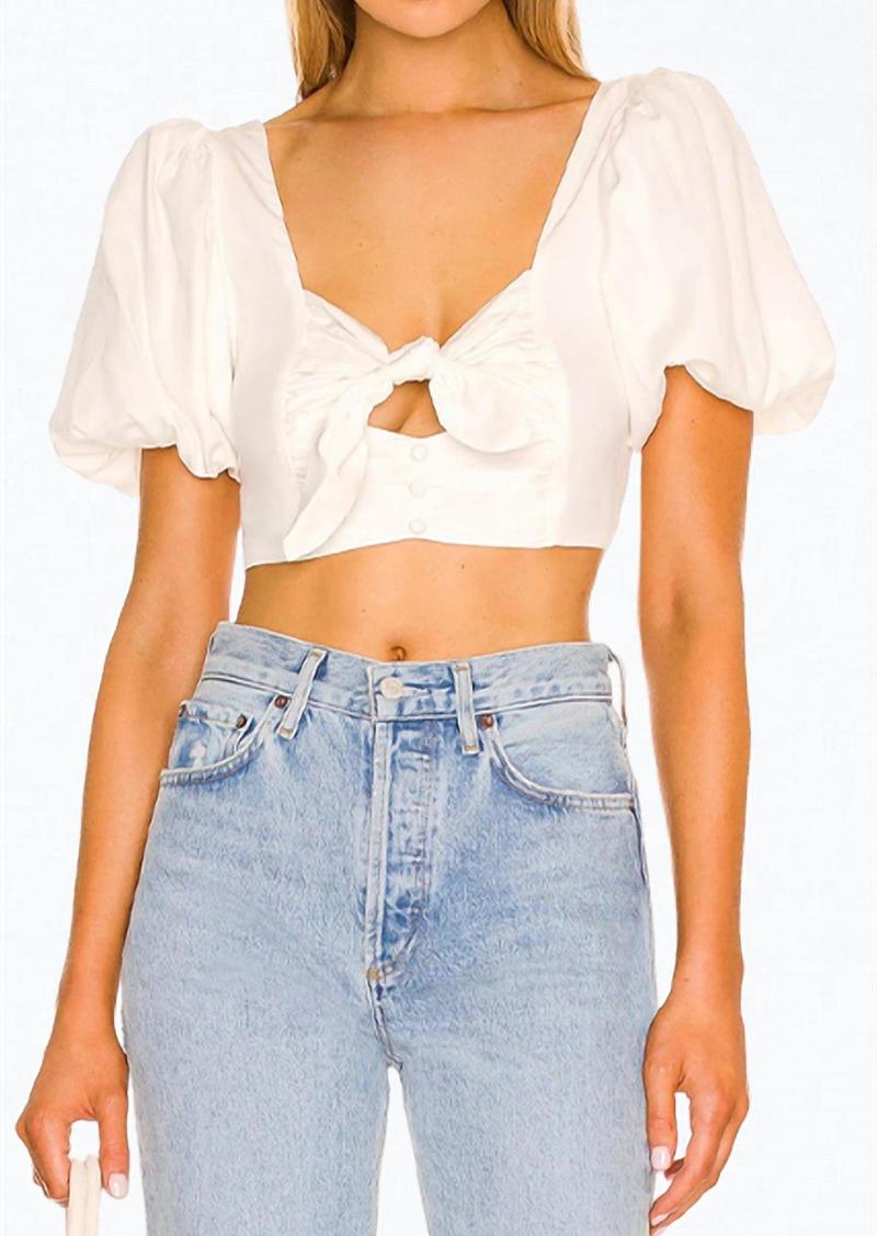 For Love & Lemons Jessie Cutout Cropped Top In White