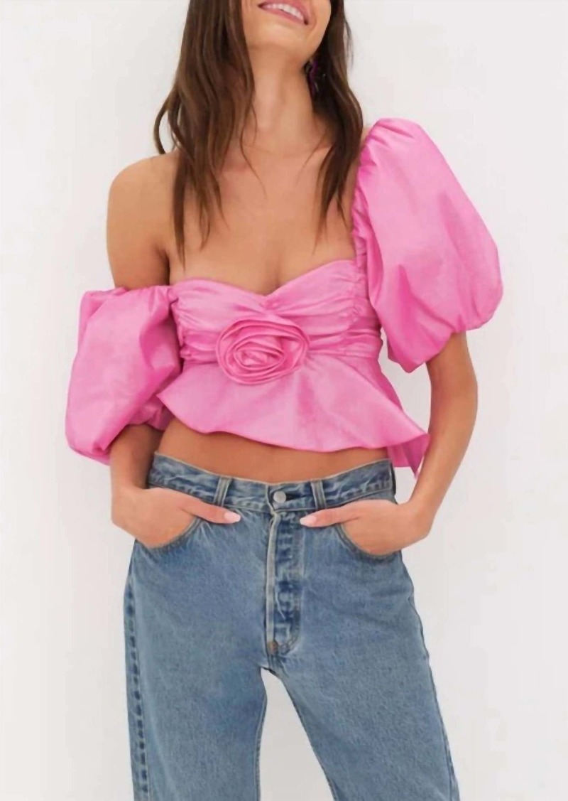 For Love & Lemons Judith Crop Blouse In Pink