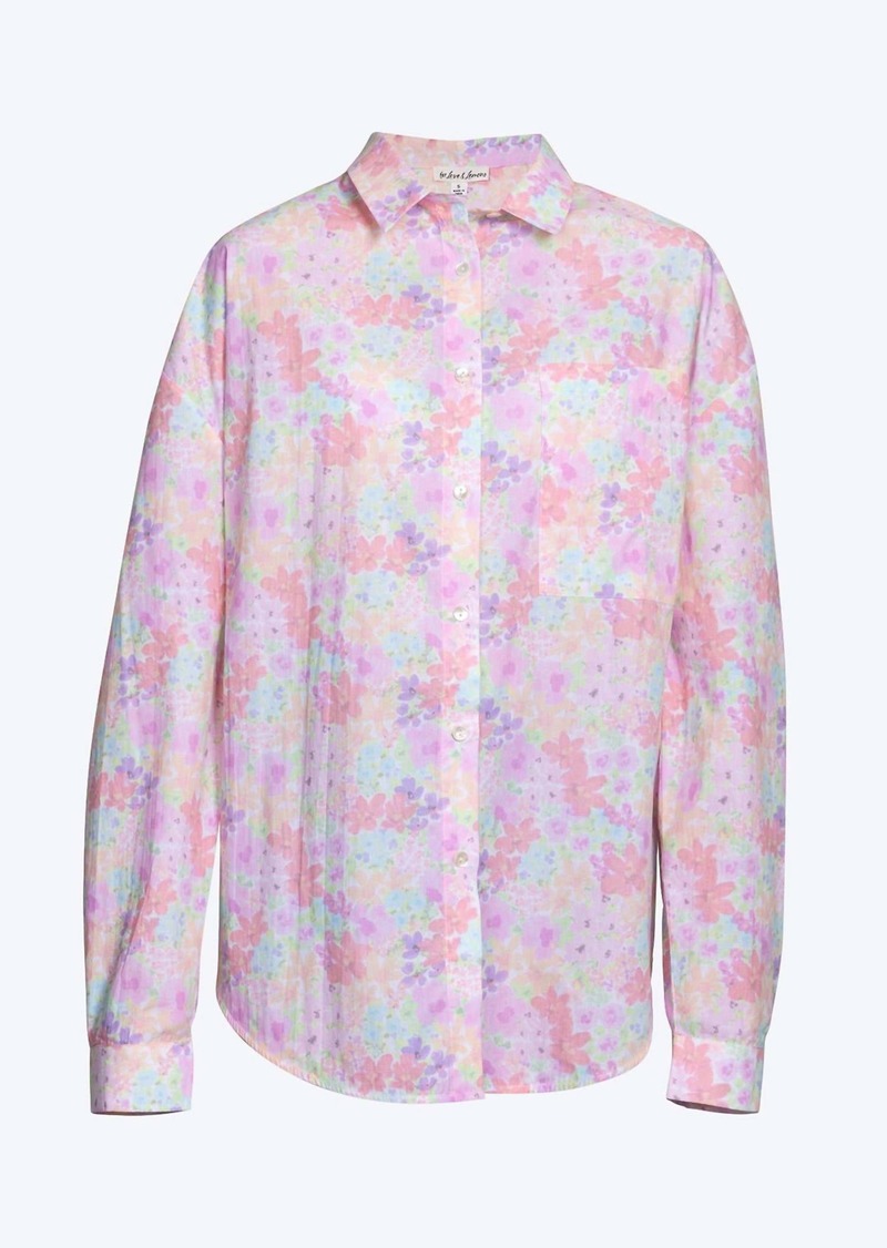 For Love & Lemons Kennedy Floral-Print Cotton-Poplin Shirt In Light Pink Floral
