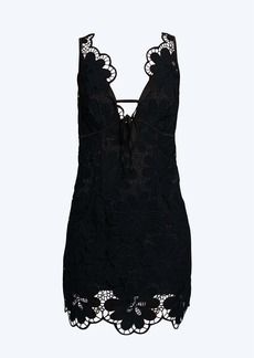 For Love & Lemons Malika Embroidered Lace Mini Dress In Black