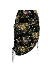 For Love & Lemons Molly Floral Drawstring Asymmetric Pencil Skirt