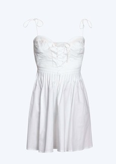 For Love & Lemons Sierra Lace-Up Open-Back Poplin Mini Dress In White