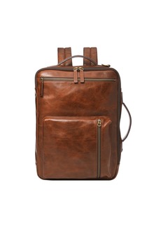 Fossil Men's Buckner Leather  Convertible Travel Backpack and Briefcase Messenger Bag Cognac  (Model: MBG9599222)