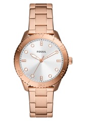 Fossil Dayle CZ Embellished Stainless Steel Bracelet Watch
