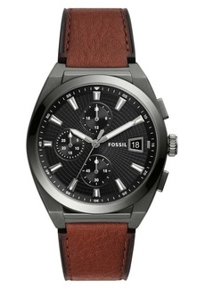 Fossil Everett Chronograph Leather Strap Watch