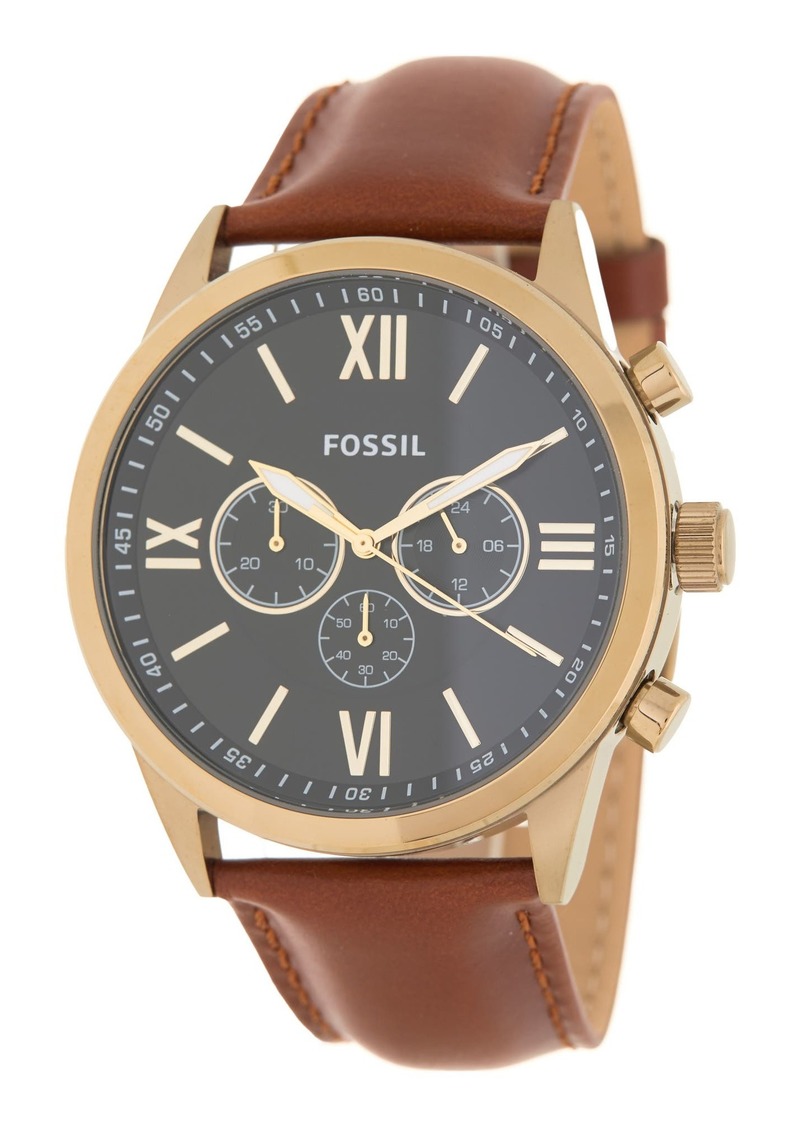 Fossil Flynn Chronograph Leather Strap Watch