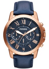 Fossil Grant Chronograph Navy Leather Watch 44mm