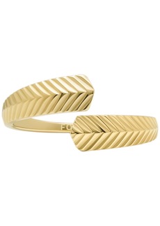 Fossil Harlow Linear Texture Gold-Tone Stainless Steel Wrap Ring - Gold