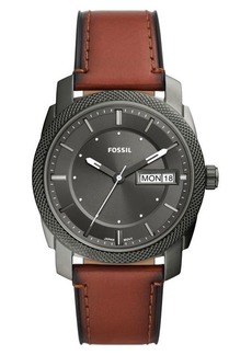 Fossil Machine Leather Strap Watch