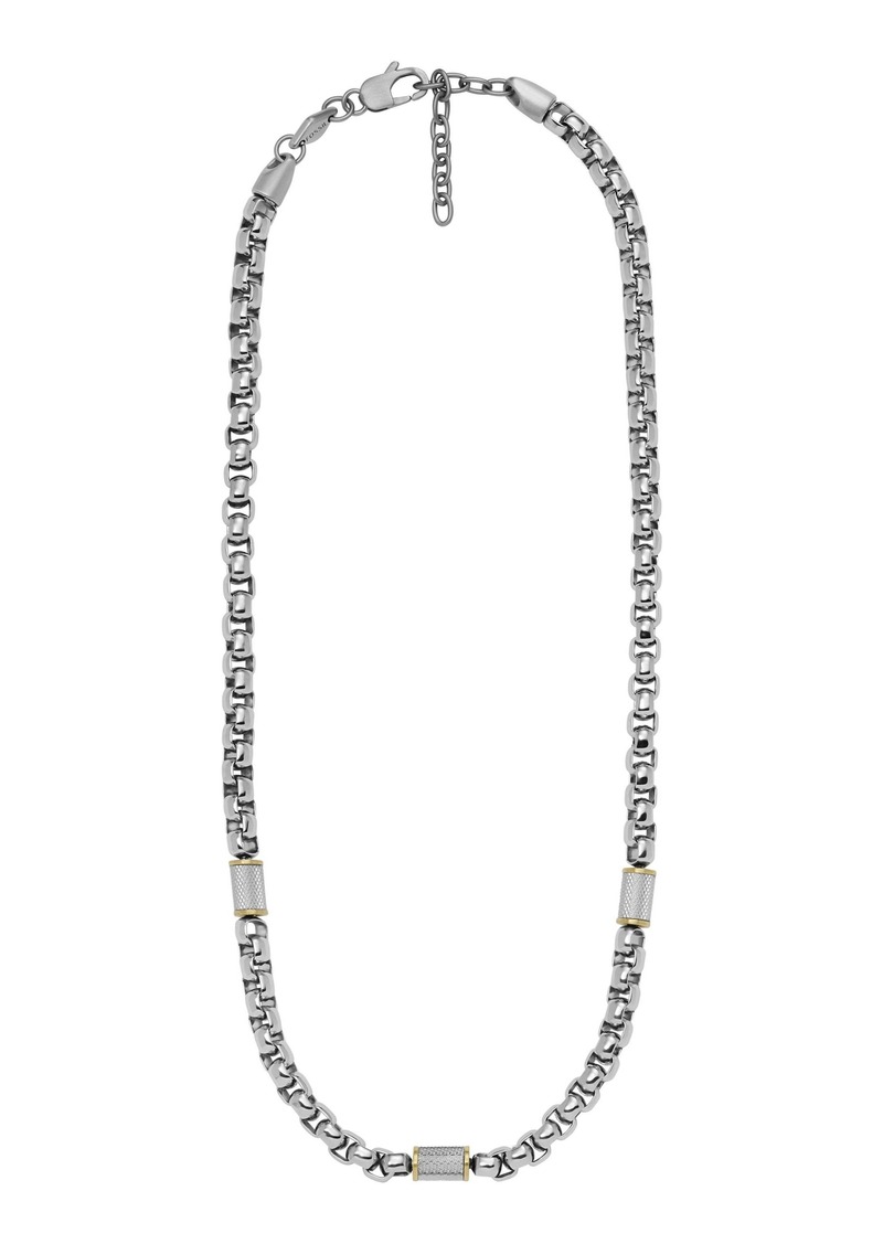 Fossil Men's All Stacked Up Two-Tone Stainless Steel Chain Necklace