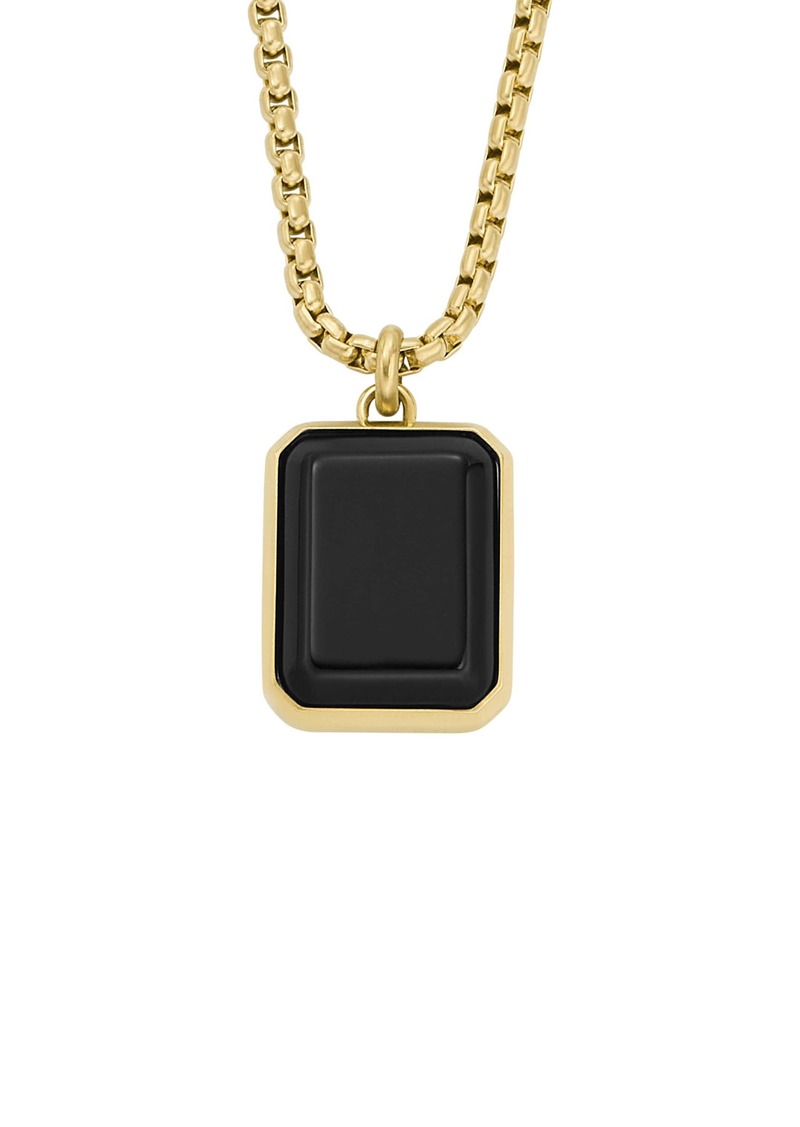 Fossil Men's Black and Gold-Tone Onyx Chain Necklace