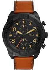 Fossil Men's Chronograph Bronson Brown Leather Strap Watch 50mm
