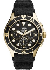 Fossil Men's Chronograph Fb-03 Black Textured Silicone Strap Watch 46mm