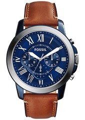 Fossil Men's Chronograph Grant Light Brown Leather Strap Watch 44mm