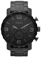Fossil Men's Chronograph Nate Black-Tone Stainless Steel Bracelet Watch 50mm JR1401