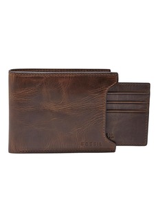 Fossil Men's Derrick Leather Bifold Sliding 2-in-1 with Removable Card Case Wallet Dark Brown (Model: ML3685201)