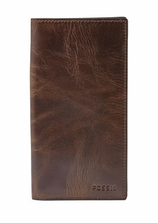 Fossil Men's Derrick Leather Executive Checkbook Wallet Dark Brown (Model: ML3683201)