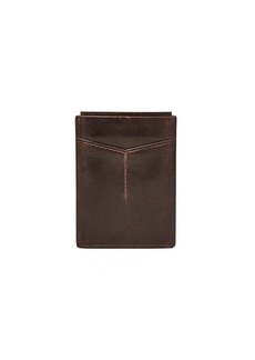 Fossil Men's Derrick Leather RFID-Blocking Magnetic Card Case with Money Clip Wallet Dark Brown (Model: ML3812201)