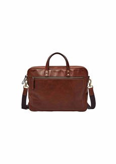 Fossil Men's Haskell Leather  Briefcase Messenger Laptop Bag Cognac  (Model: MBG9342222)