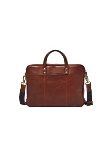 Fossil Men's Haskell Leather  Briefcase Messenger Laptop Bag Cognac (Model: MBG9343222)