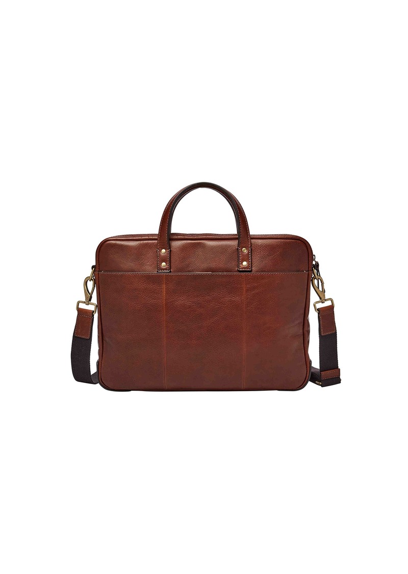 Fossil Men's Haskell Leather  Briefcase Messenger Laptop Bag Cognac (Model: MBG9343222)