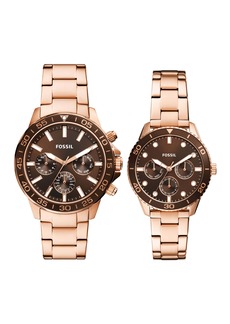 Fossil Men's His and Hers Multifunction, Rose Gold-Tone Stainless Steel Watch