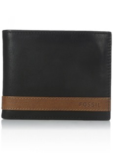 Fossil Men's Quinn Leather Bifold with Coin Pocket Wallet Black (Model: ML3653001)