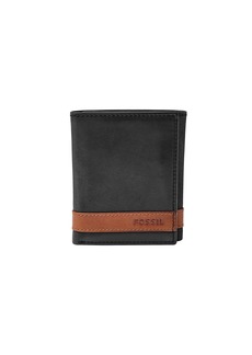Fossil Men's Quinn Leather Trifold with ID Window Wallet Black (Model: ML3645001)