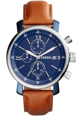 Fossil Men's Rhett Chronograph Silver-Tone Leather Watch 42mm
