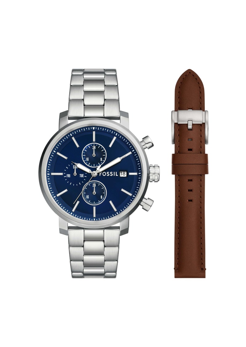 Fossil Men's Rhett Multifunction, Stainless Steel Watch and Strap Set