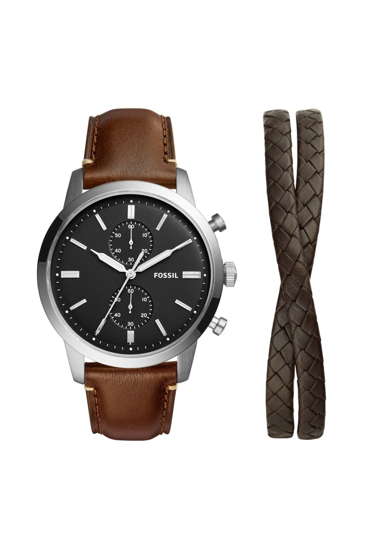Fossil Men's Townsman Chronograph, Stainless Steel Watch and Bracelet Set