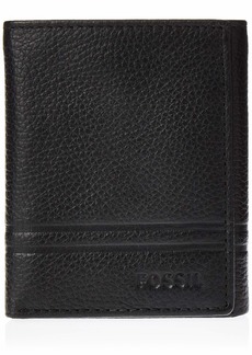 Fossil Men's Wilder Leather Trifold with Id Window Wallet Black