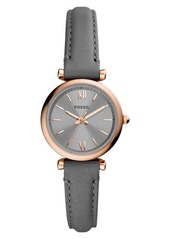 Fossil Mini Carlie Leather Strap Watch